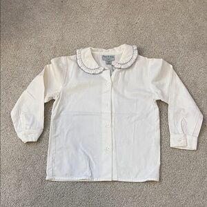 Papo d'Anjo Cream Button Down Shirt with Ruffle Collar